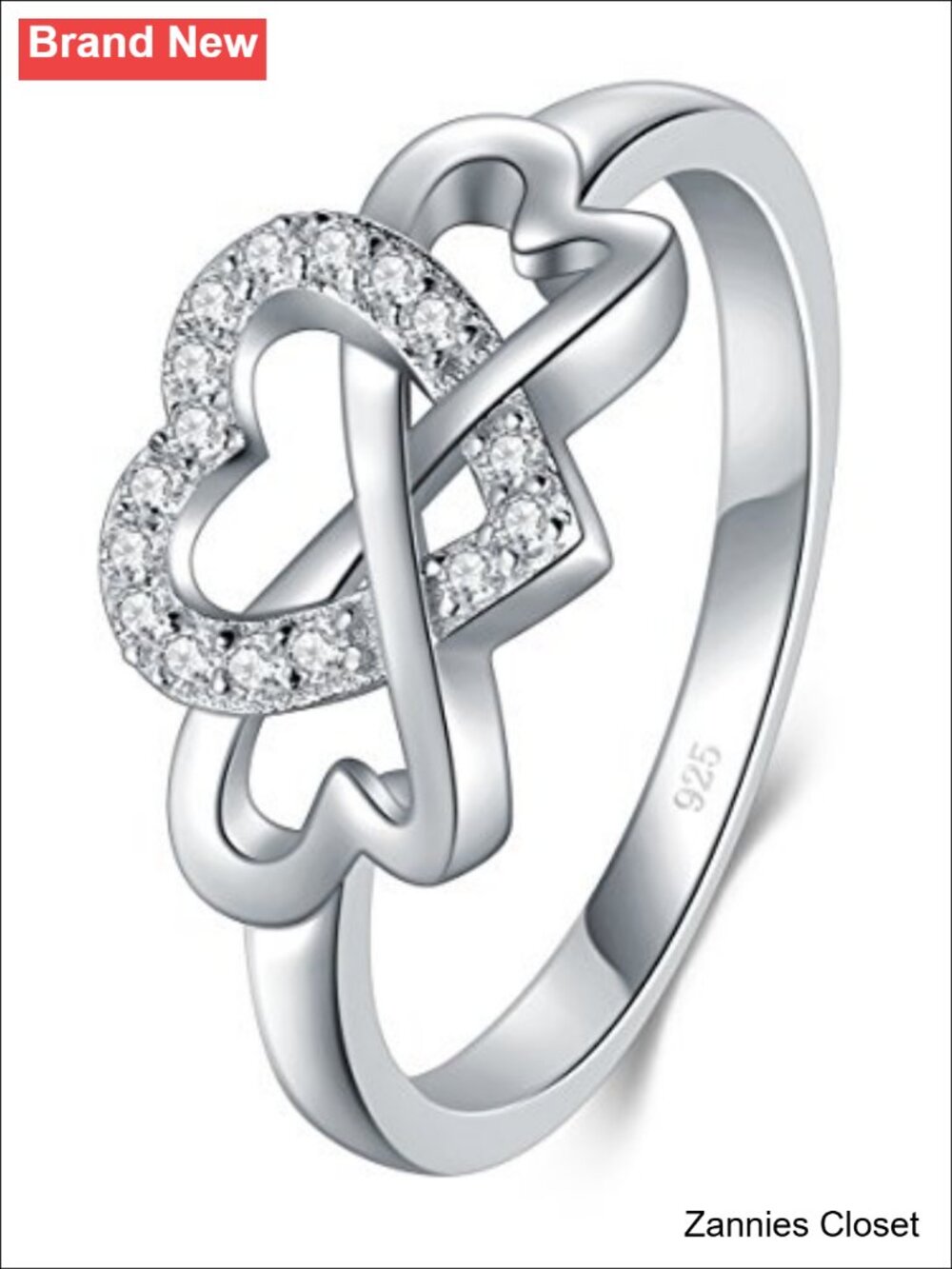 💍 BORUO 925 Sterling Silver Twisted Eternity Band Ring Cubic Zirconia
